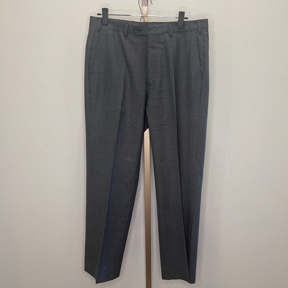 J Hilburn Custom Tailored Oyster Grey Loro Piana Wool Dress Pants 34 X 30